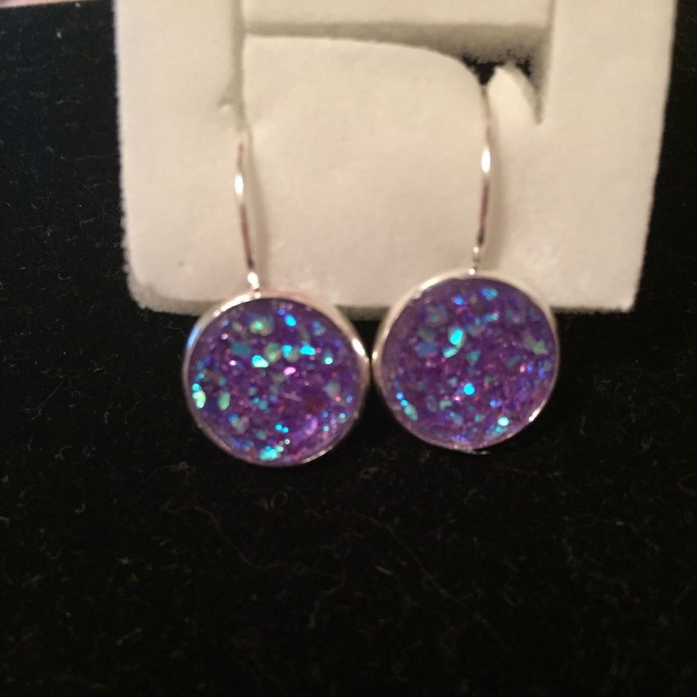Handmade Purple Druzy earrings