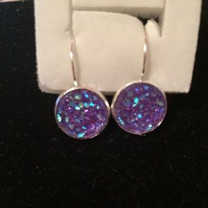 Handmade Purple Druzy earrings
