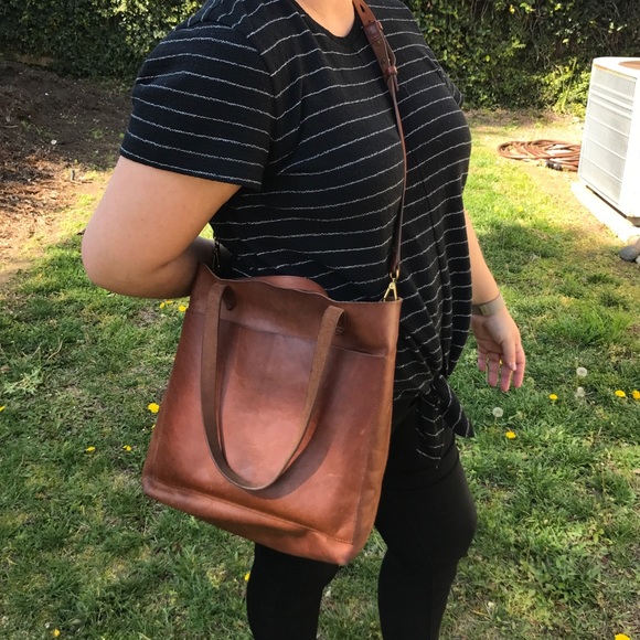 madewell leather medium transport tote
