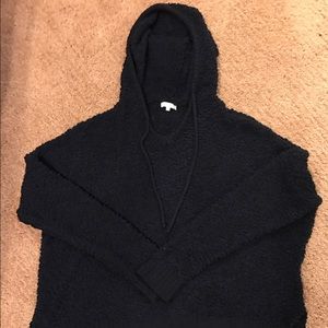 Navy Fuzzy Knit Sweatshirt