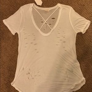 Basic White Lace Up Tee