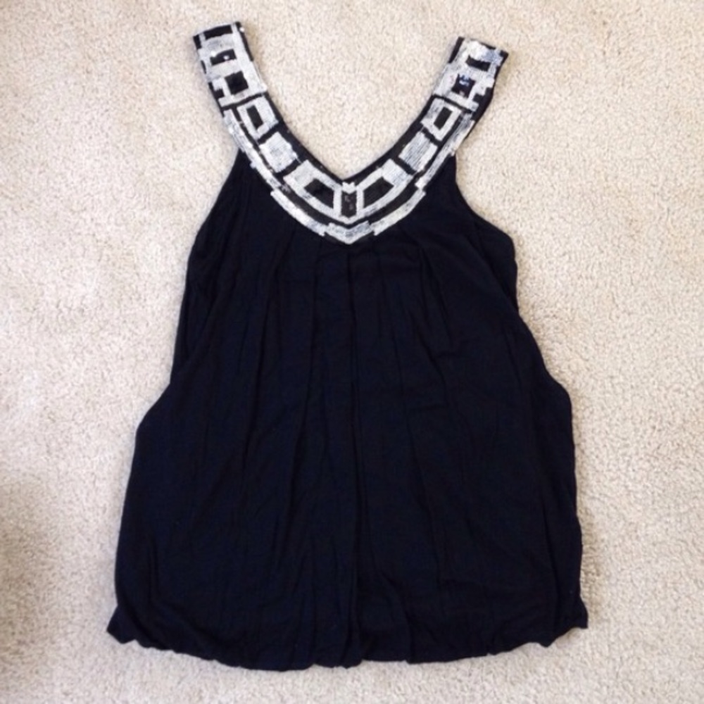 Black Top with Silver Sequins