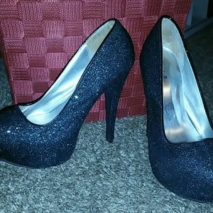 Qupid black rainbow glitter 5 inch heel