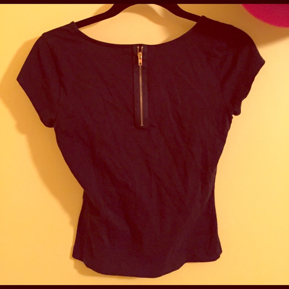 Never worn black crop top with back zipper detail