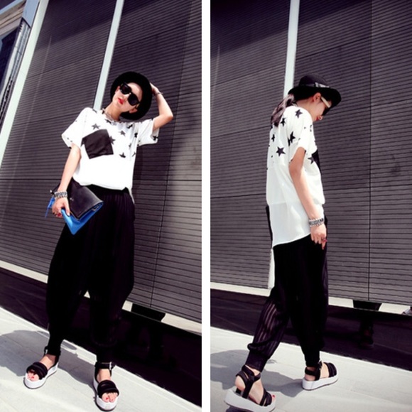 🆕 Asymmetric Star Stitching Chiffon Shirt Blouse - Picture 3 of 8