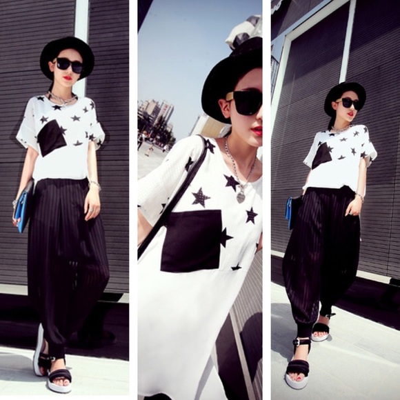 🆕 Asymmetric Star Stitching Chiffon Shirt Blouse - Picture 5 of 8