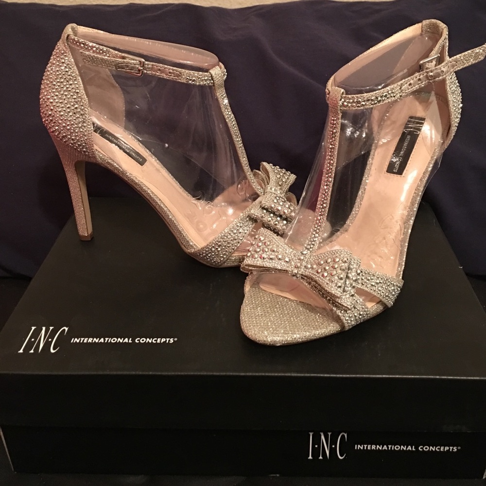 New with box INC bling sparkle bow heels