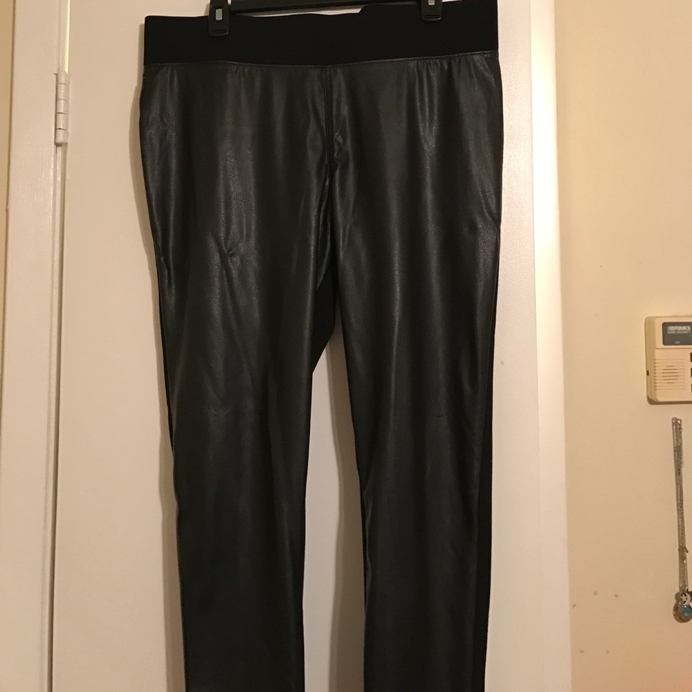 Faux leather front leggings