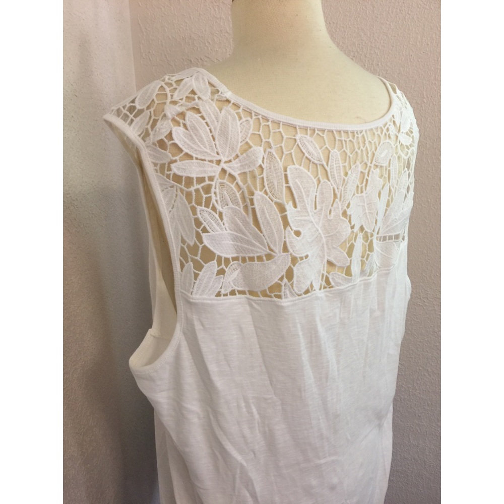 NWT AJ Adrea Jovine White sleeveless Top Size 3X - Picture 4 of 4