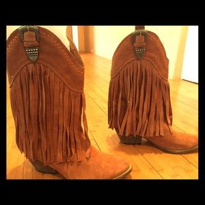 NEW leather fringe cowboy boots