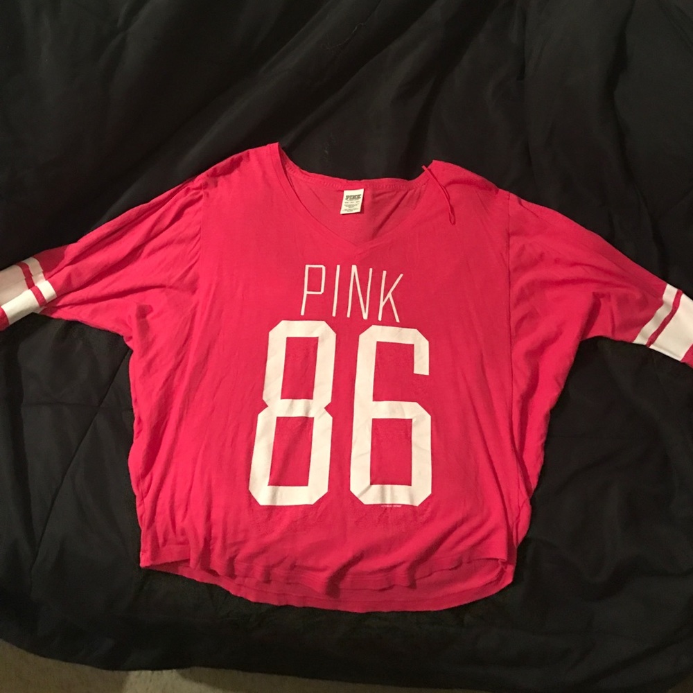 Victoria's Secret hot pink football like shirt