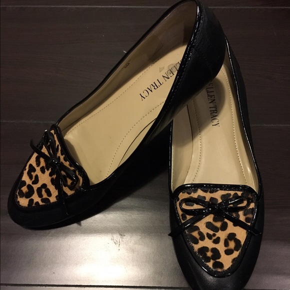 Ellen Tracy Shoes - Ellen Tracy Black Leopard Flats