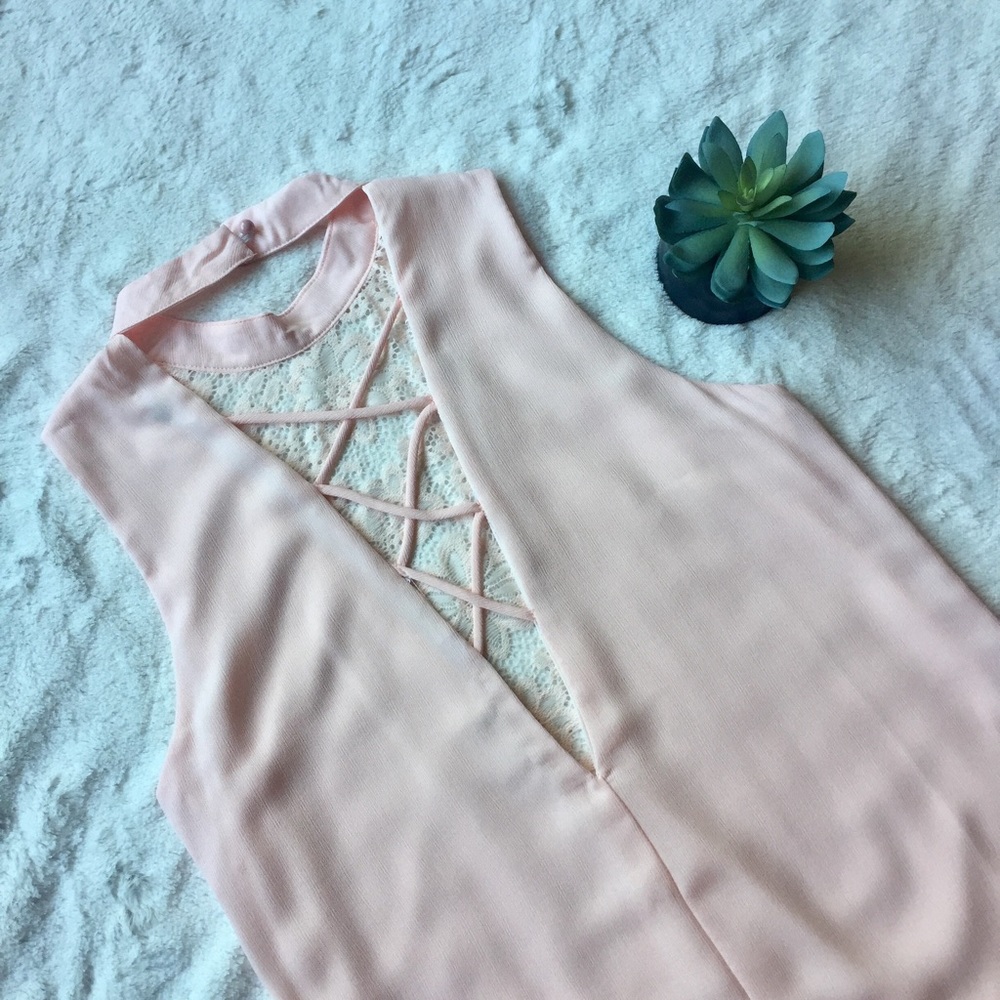 LAST 2: Blush High Neck Lace Dress - Picture 4 of 5