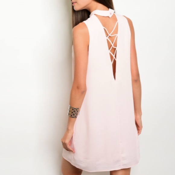 LAST 2: Blush High Neck Lace Dress - Picture 3 of 5