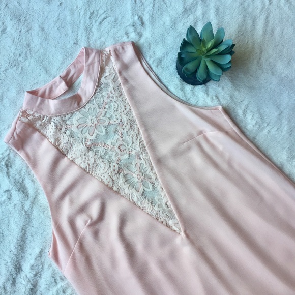 LAST 2: Blush High Neck Lace Dress - Picture 2 of 5