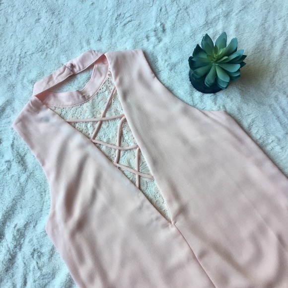 LAST 2: Blush High Neck Lace Dress - Picture 4 of 5