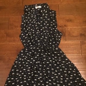 Navy Sleeveless Button Up Collar Dress