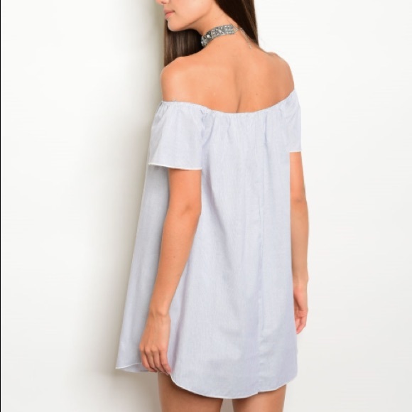🆑 BLOWOUT Blue Off the Shoulder Tunic Dress - Picture 2 of 2