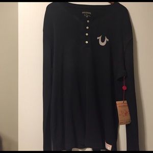 True Religion Black Thermal Henley NWT