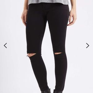 Topshop moto Leigh ripped black jean