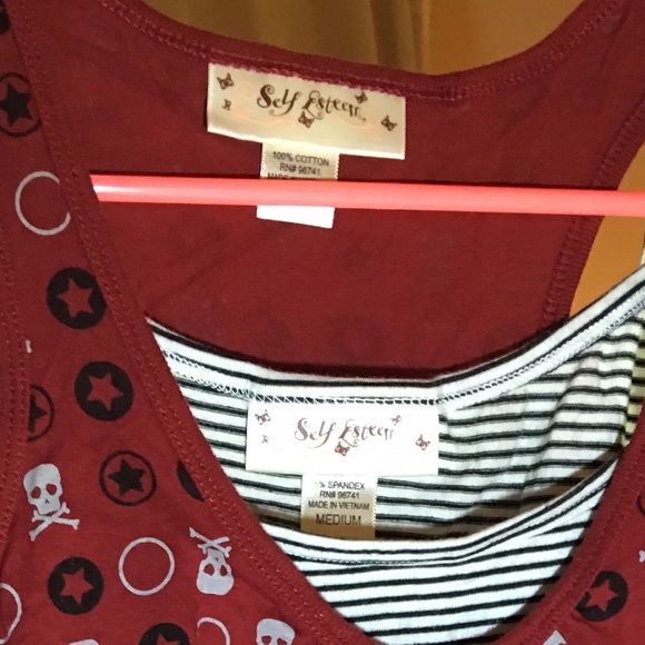 2 layer tank tops with skulls prints in red size M - Picture 4 of 4