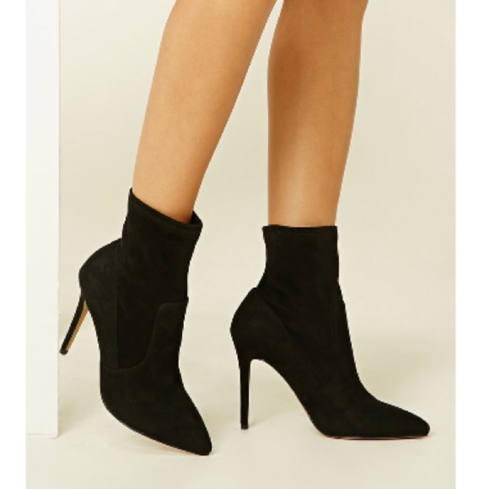 Faux suede sock booties