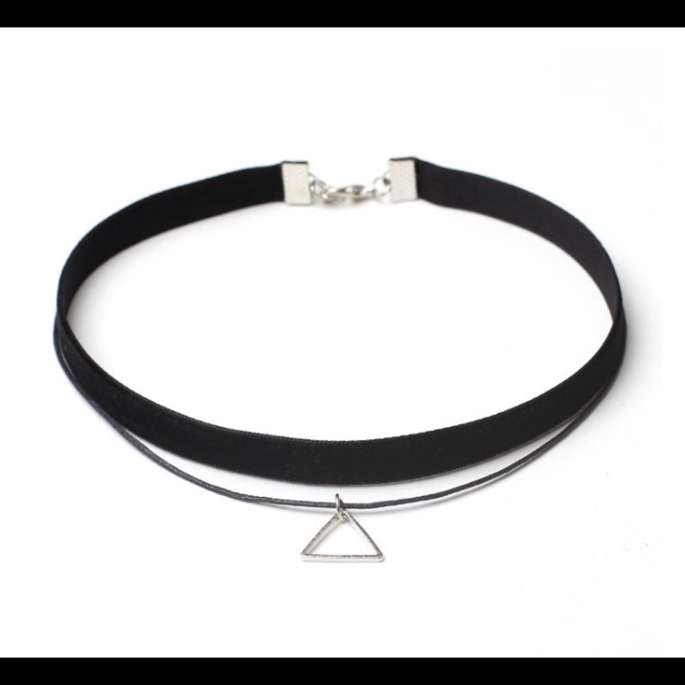 Layered Triangle Velvet Choker