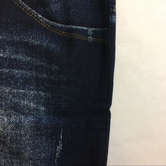 Highwaist Washed Denim Print Ankle Leggings. - Picture 5 of 6