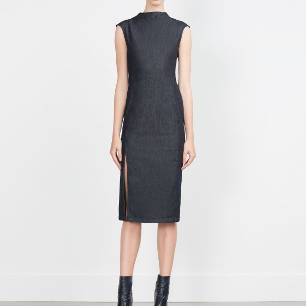 Zara denim midi dress XSMALL. $59