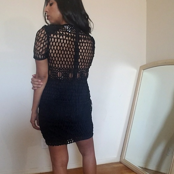 BLACK CROCHETED MINI DRESS - Picture 3 of 4