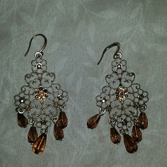 Long Amber dangle earrings - Picture 1 of 1