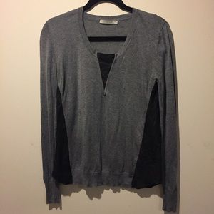 Grey sweater with pleather detail
