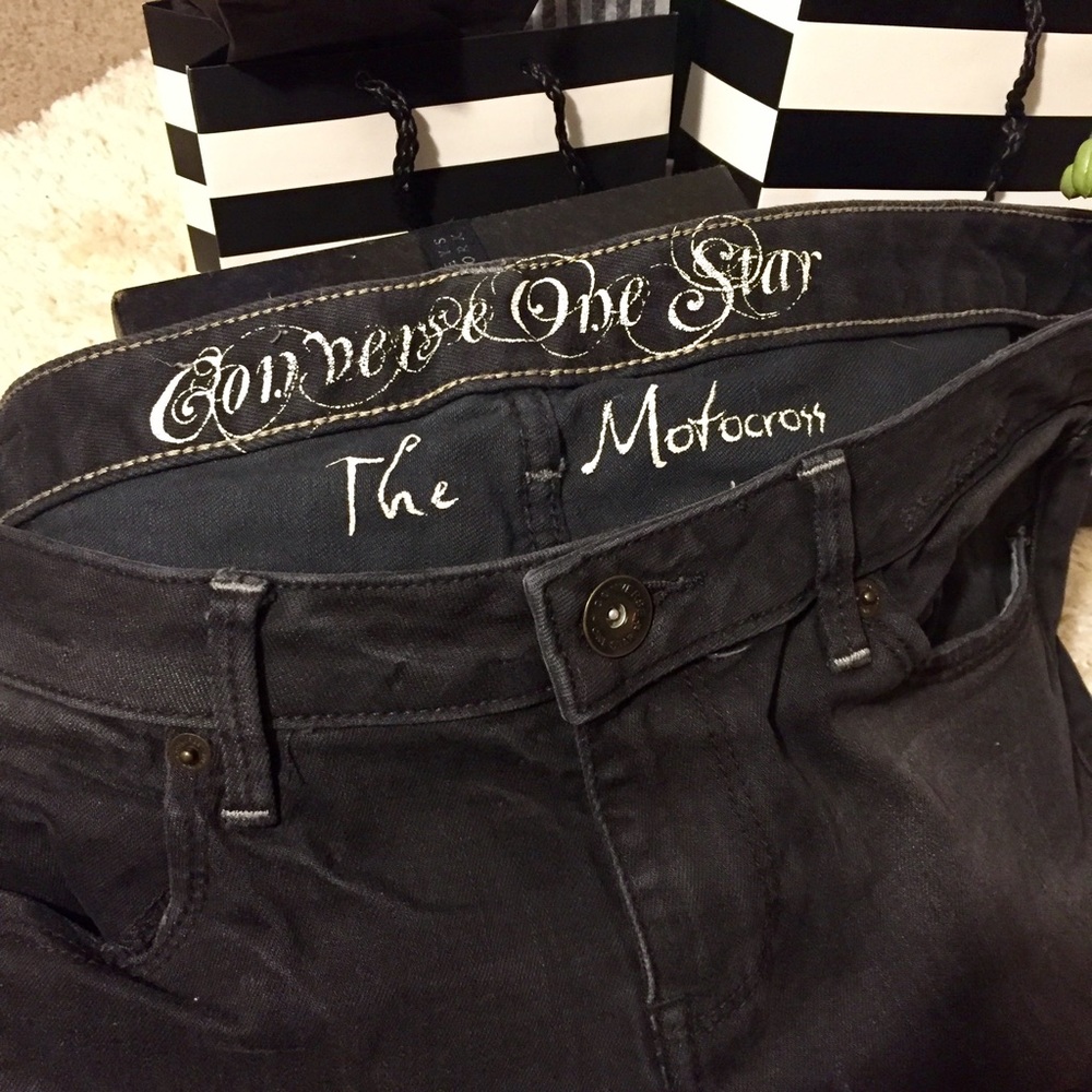 Converse One Star motocross skinny jeans