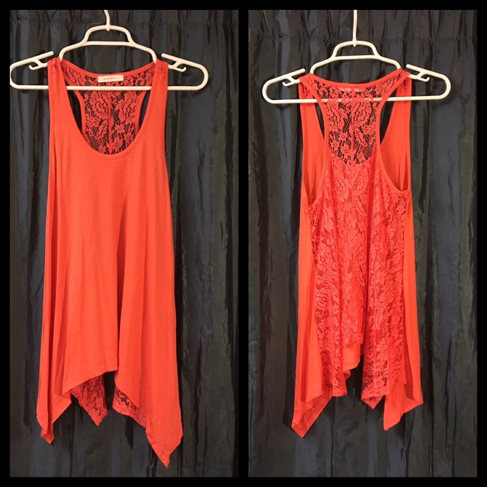 Coral Orange Lace Detail Top