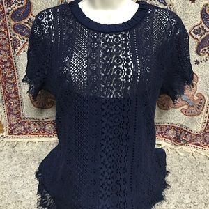 LC Lauren Conrad large navy blue top