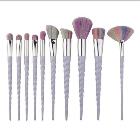 🦄🌈NEW🌈🦄 Set of 10 Unicorn Makeup Brushes - Picture 4 of 6