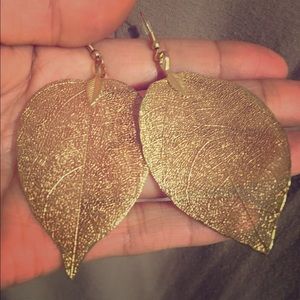 Gold plated leaf earrings