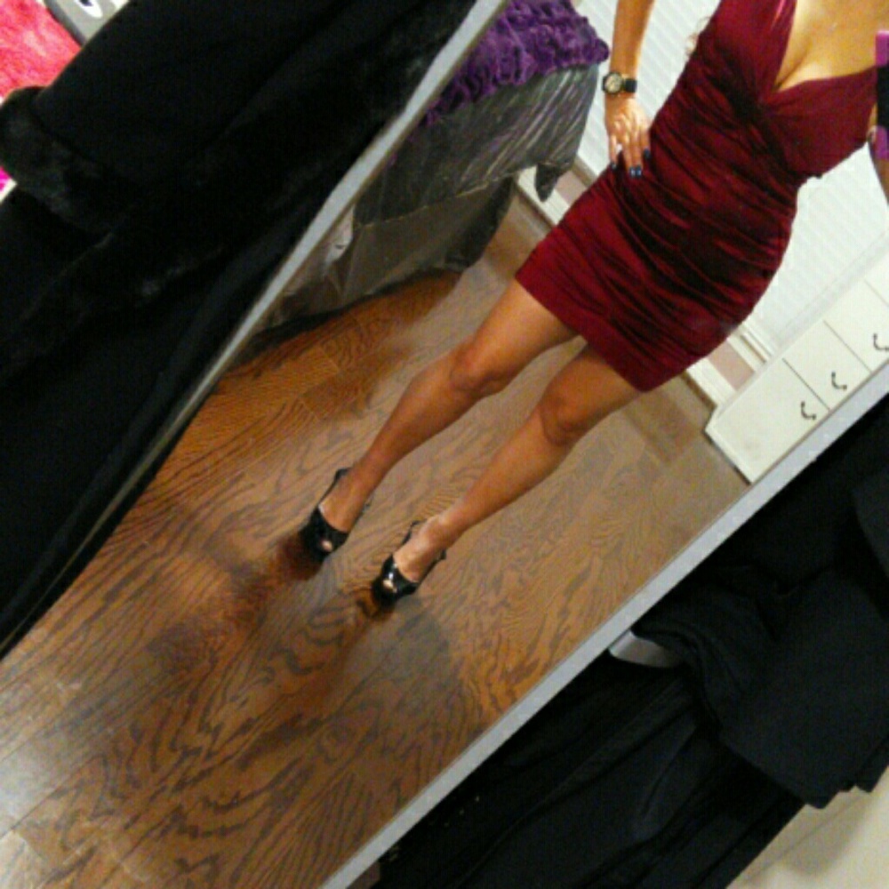 Gorgeous silky burgundy dress