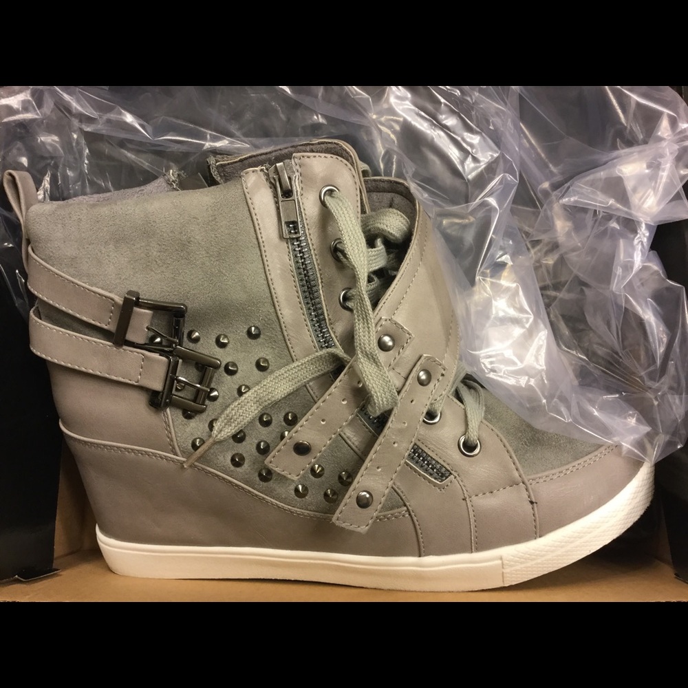 Grey Wedge Sneakers