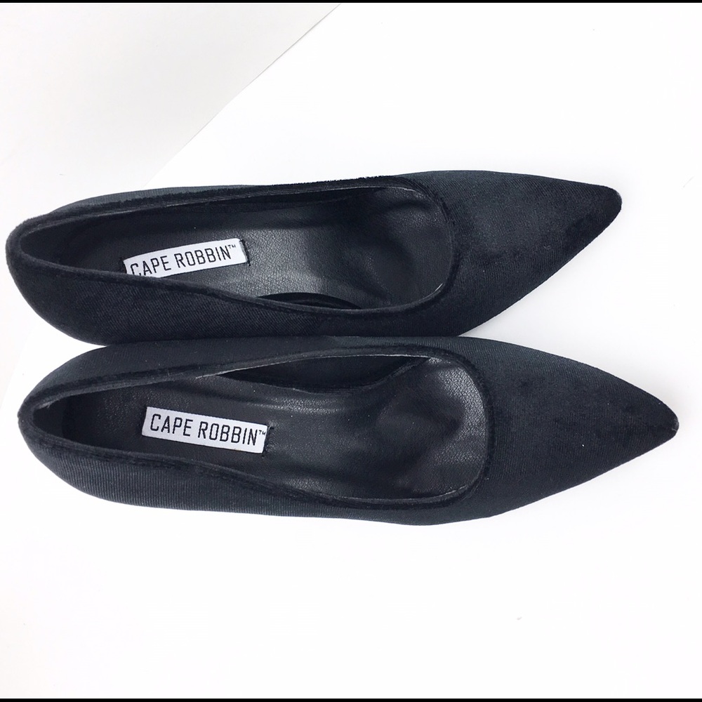 NEW > Black Fabric Classic Pump w/ Clear 4" Heel - Picture 6 of 8