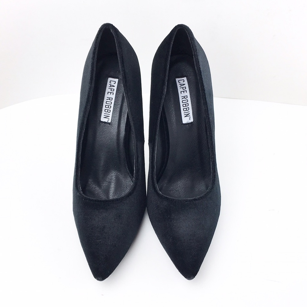 NEW > Black Fabric Classic Pump w/ Clear 4" Heel - Picture 2 of 8