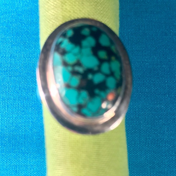 Turquoise and Sterling Silver Adjustable Ring - Picture 2 of 4