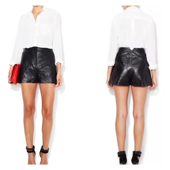Elizabeth James Lamb Leather Shorts 