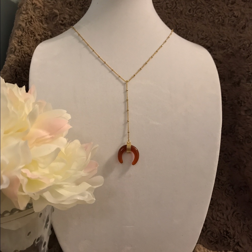 🎀TRENDY 🎀Y-Shaped Horn Necklace🎀Gold Tone🎀