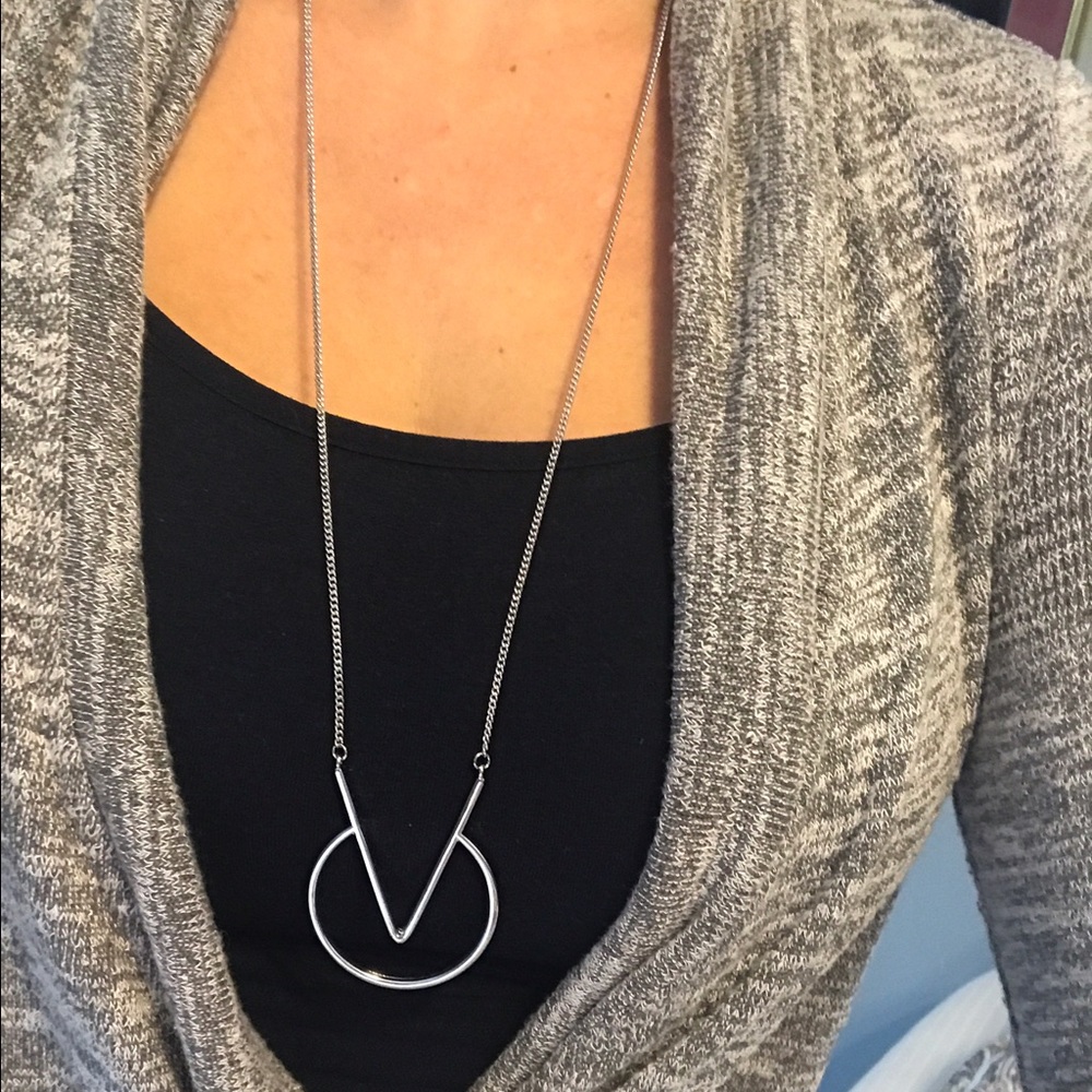 SIMPLE&TRENDYSilverToneGeometric Necklace+Earnings