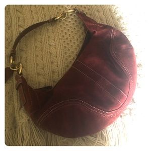 Coach Burgundy suede shoulder bag