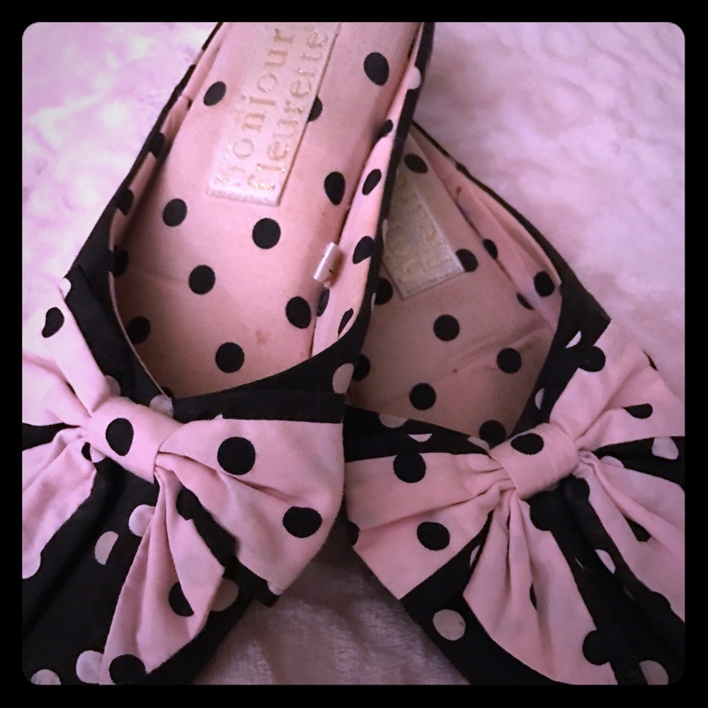 Pink & Black Polka Dot House Slippers.