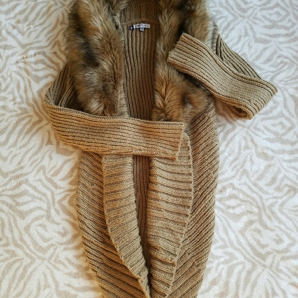 *J LO Fur Trim Open Cardi*
