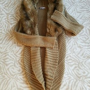 *J LO Fur Trim Open Cardi*