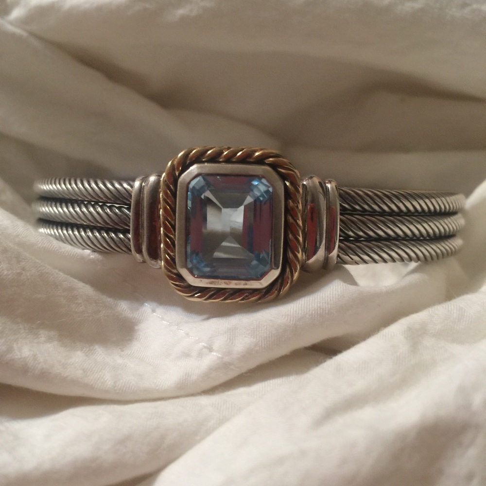 **SOLD** CNA Sterling 14k blue Topaz cuff bracelet